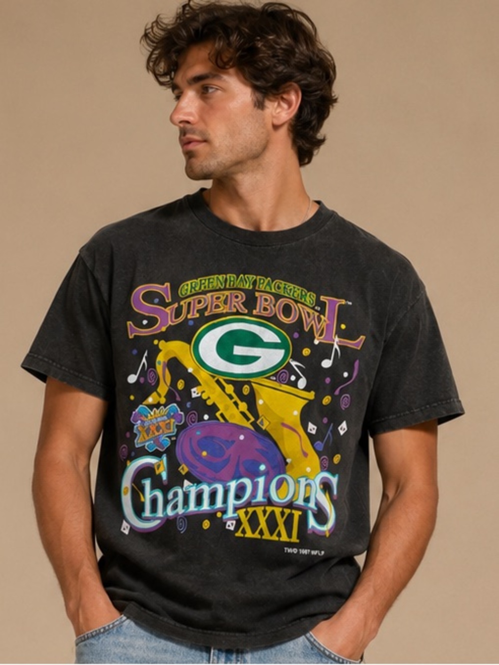 Vintage 1997 Green Bay Packers Super Bowl XXXI Champions T-Shirt Logo Athletic M